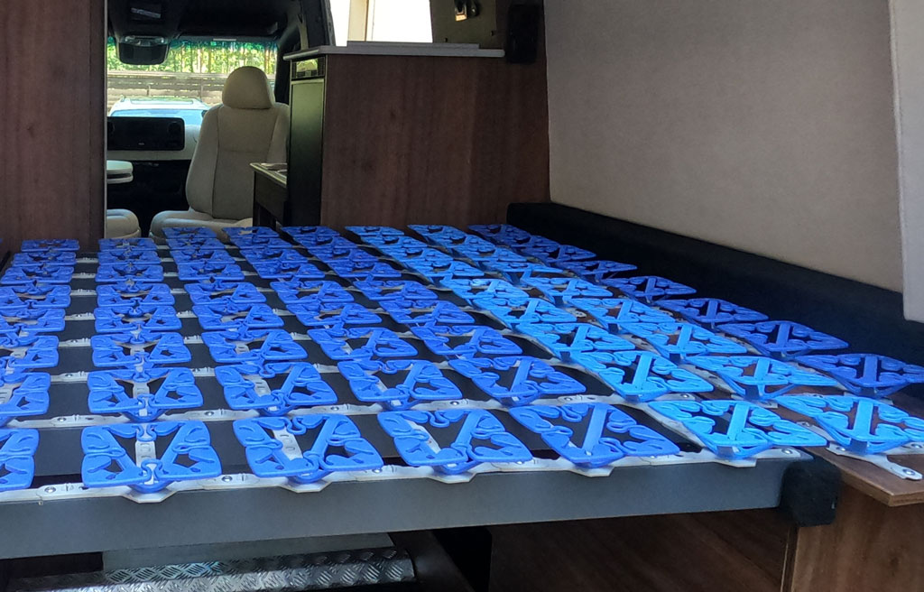 Montaż stelaża talerzykowego Froli Star Mobile pod materac w kamperze – doposażenie pojazdów kempingowych Last Hope Workshop Warszawa